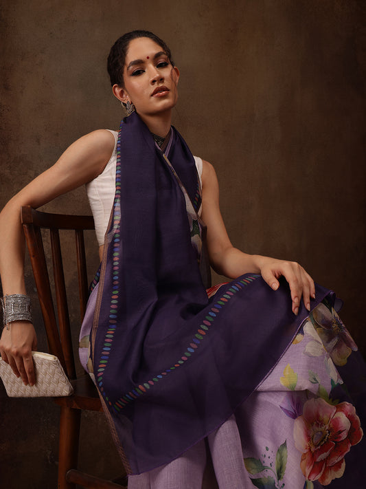 Cotton Blend Floral Printed Saree