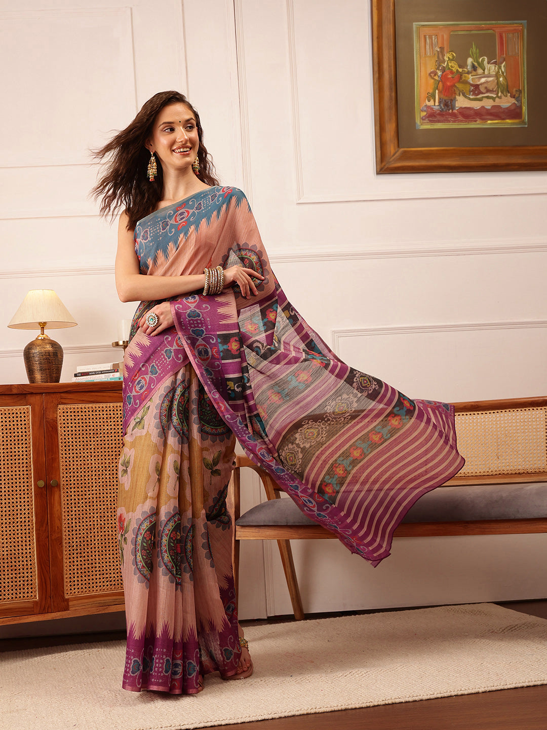 Women's Cotton Silk Floral Printed Saree