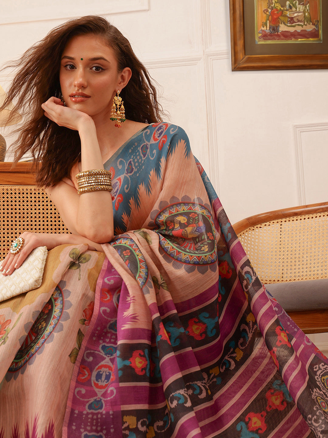 Women's Cotton Silk Floral Printed Saree