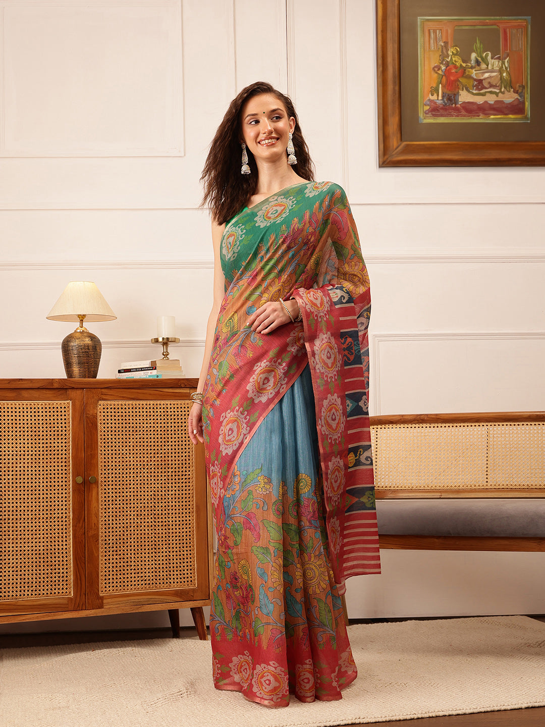 Women's Cotton Silk Floral Printed Saree