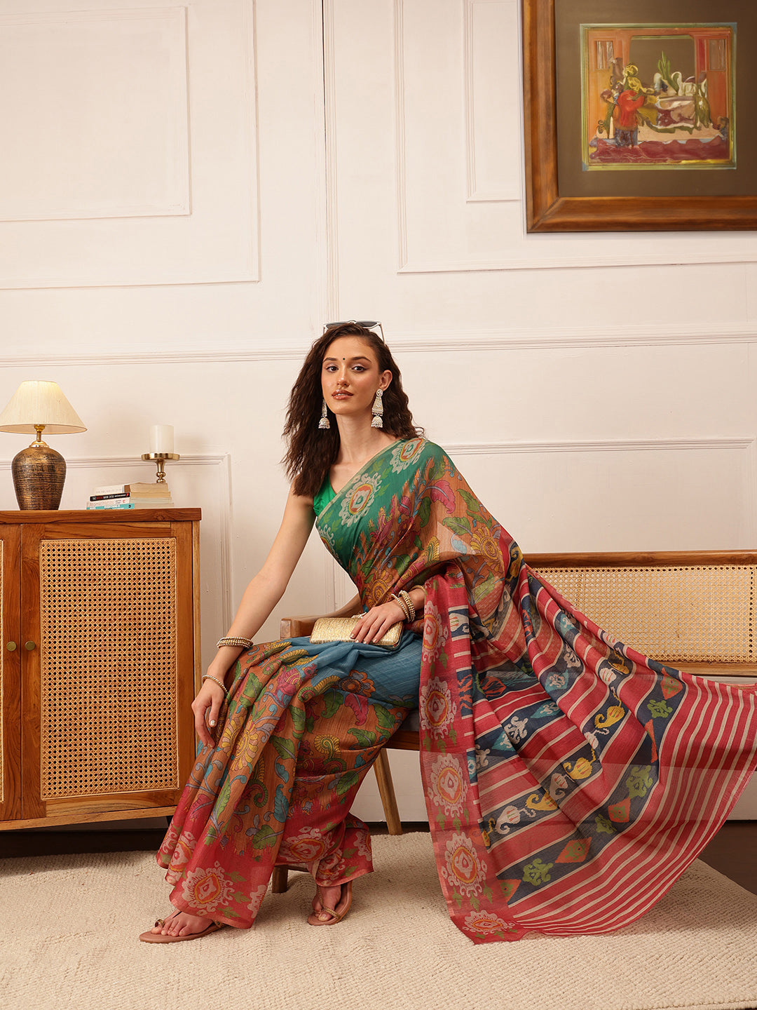 Women's Cotton Silk Floral Printed Saree