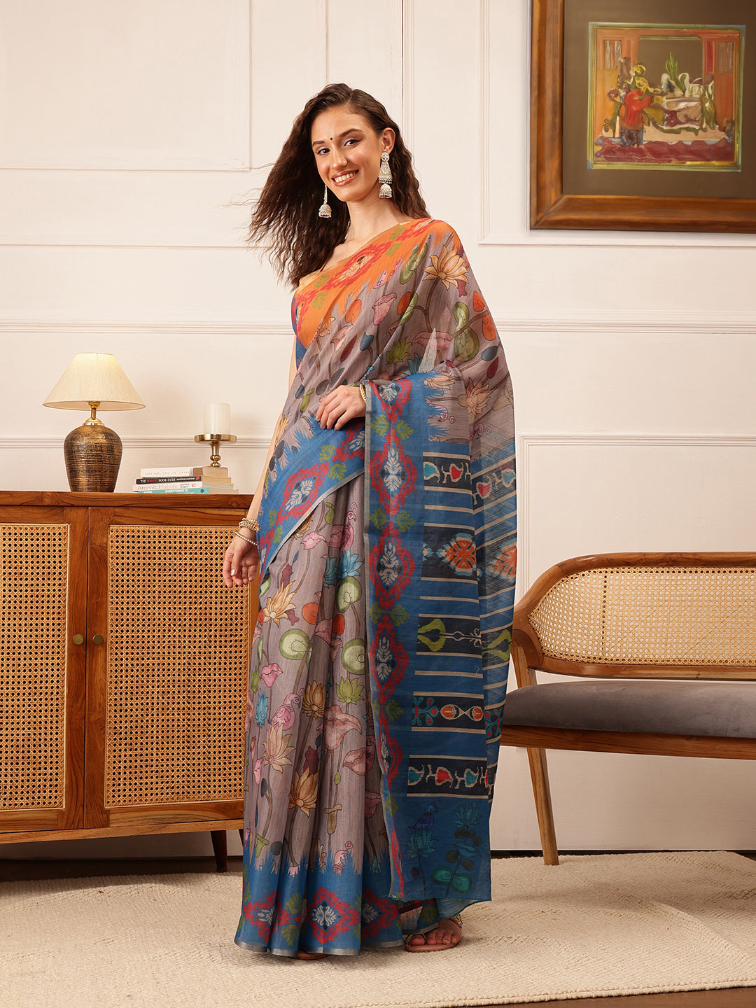 Women's Cotton Silk Floral Printed Saree