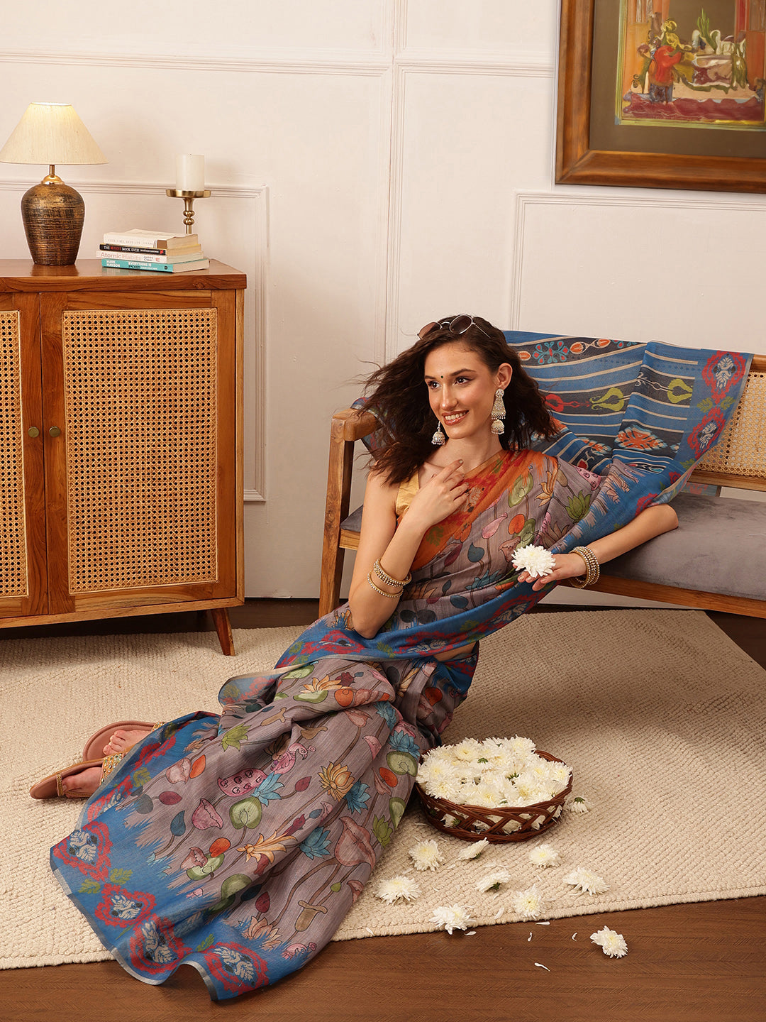 Women's Cotton Silk Floral Printed Saree