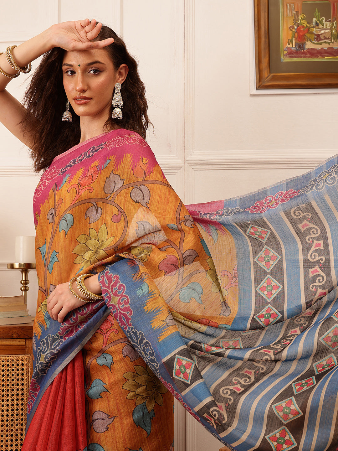 Women's Cotton Silk Floral Printed Saree