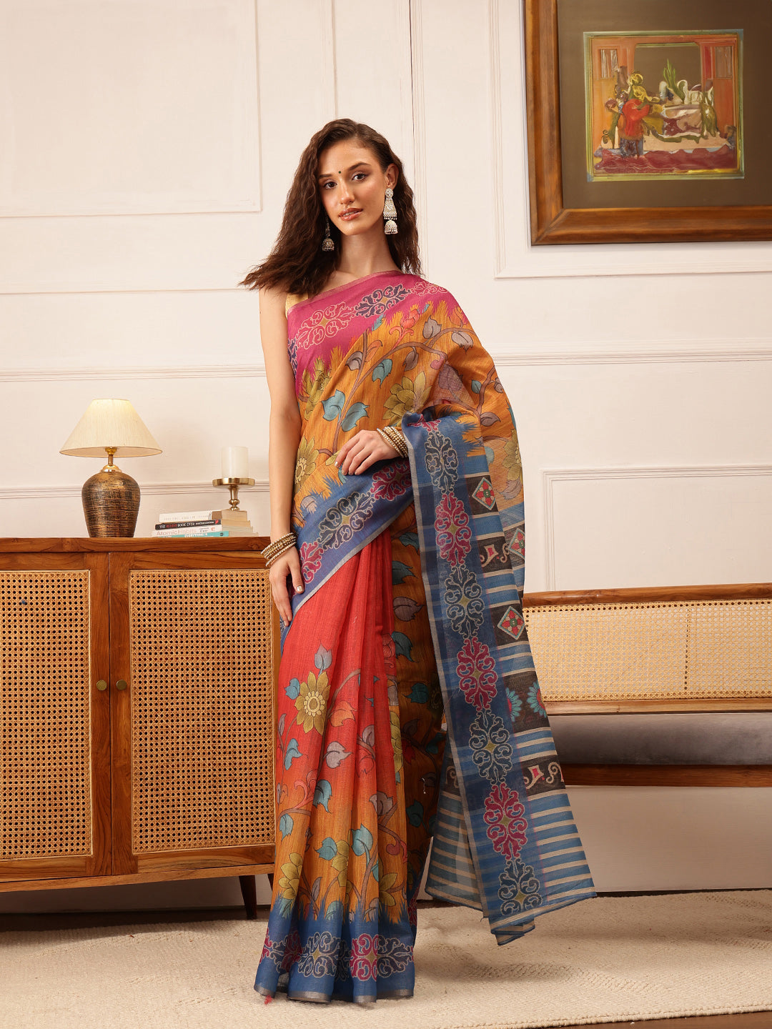 Women's Cotton Silk Floral Printed Saree