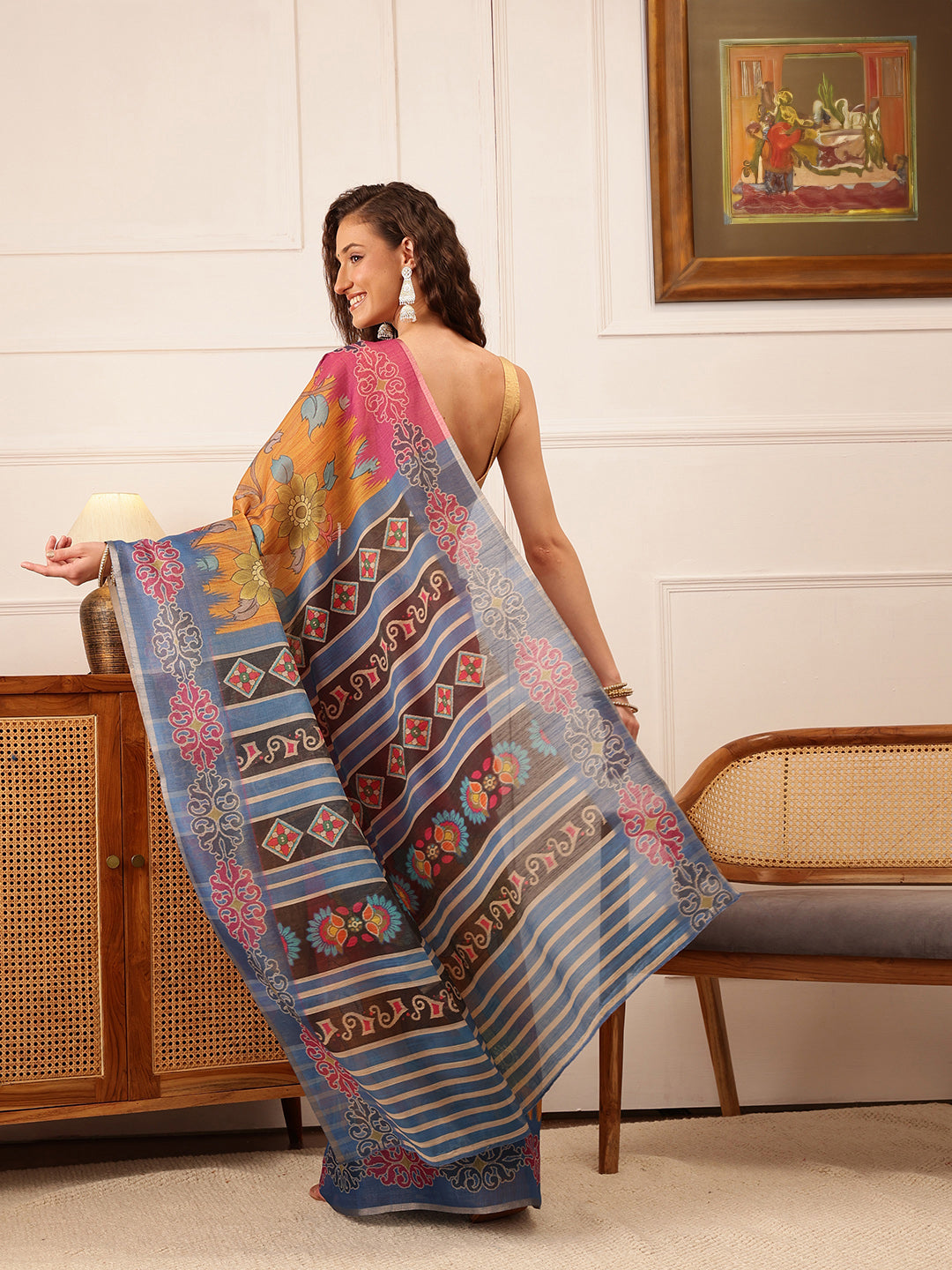 Women's Cotton Silk Floral Printed Saree
