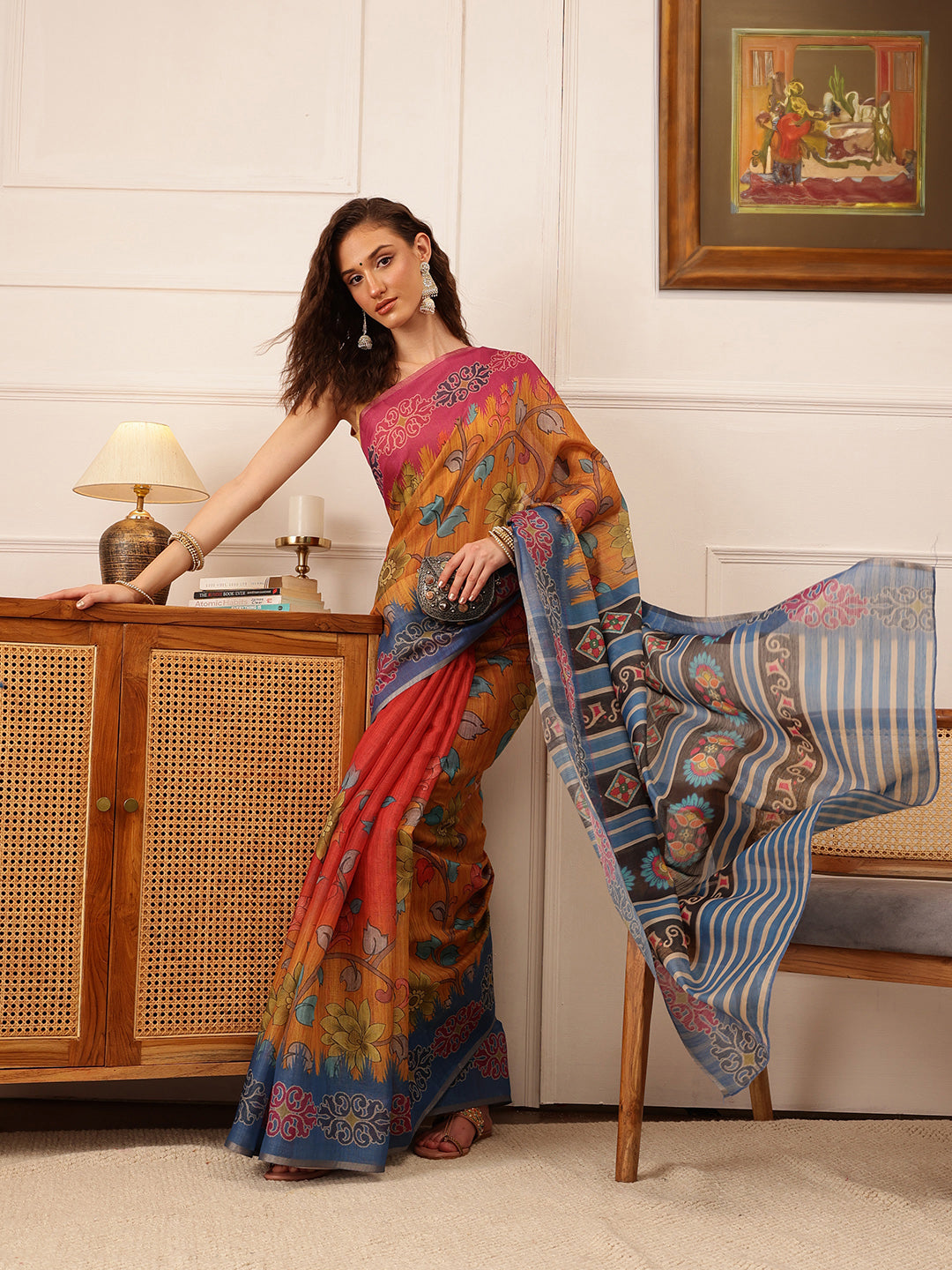 Women's Cotton Silk Floral Printed Saree