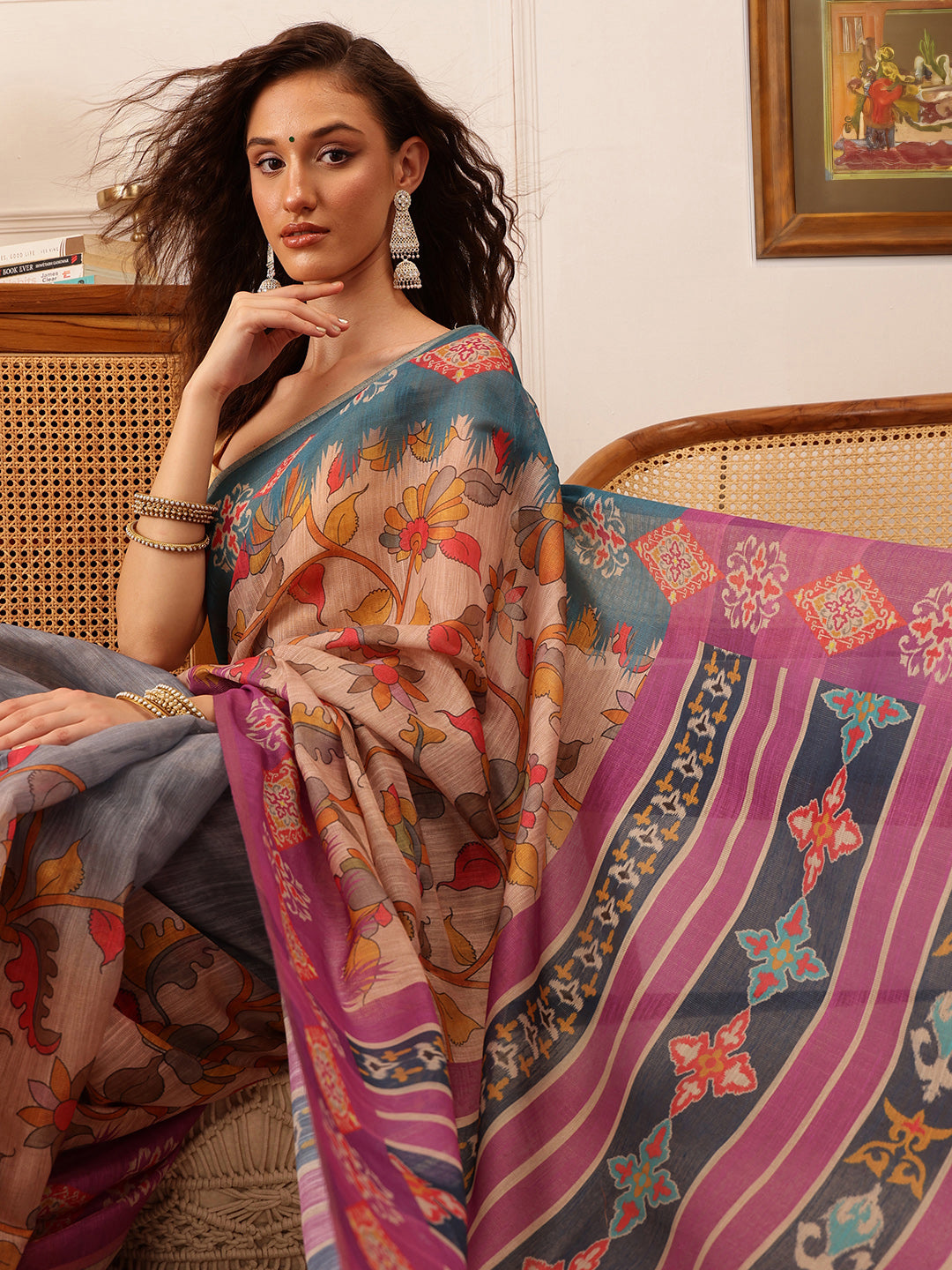 Women's Cotton Silk Floral Printed Saree