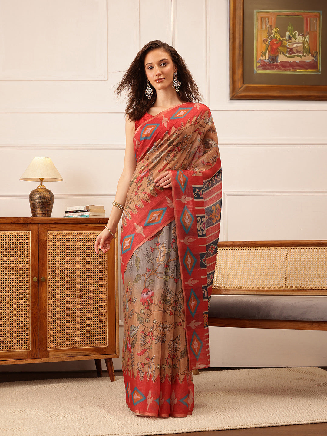 Women's Cotton Silk Floral Printed Saree
