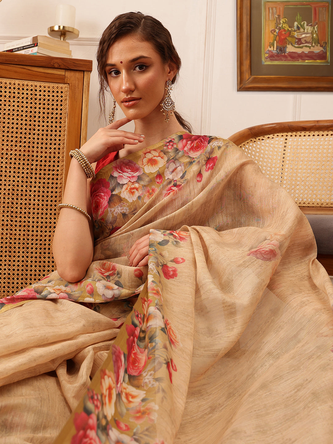 Women's Cotton Silk Floral Printed Saree