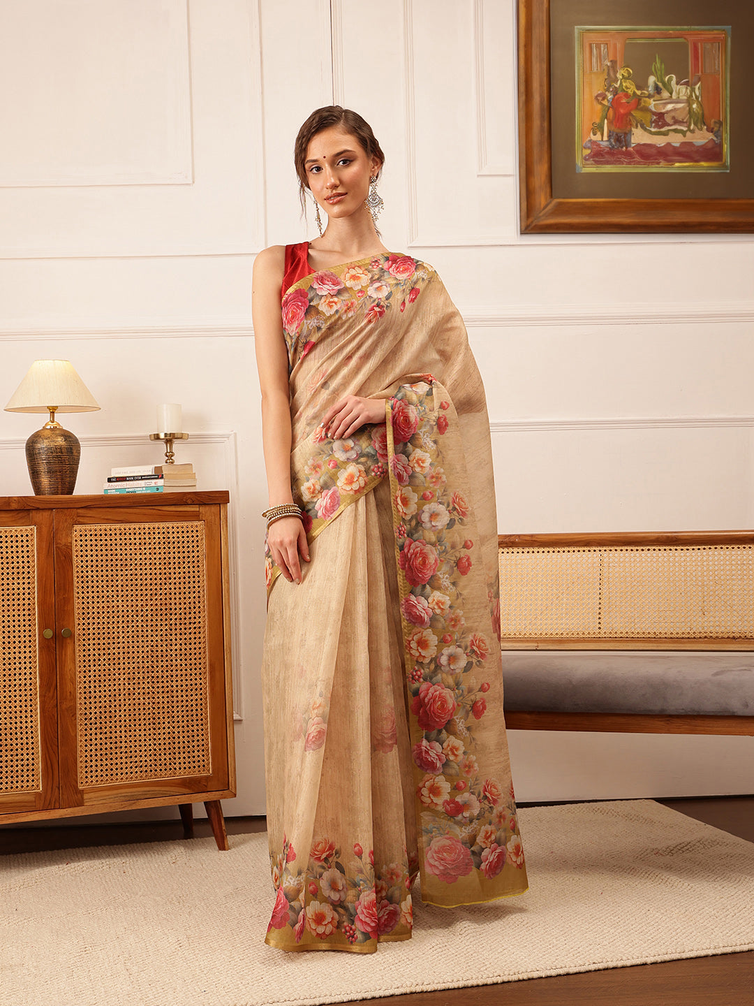 Women's Cotton Silk Floral Printed Saree