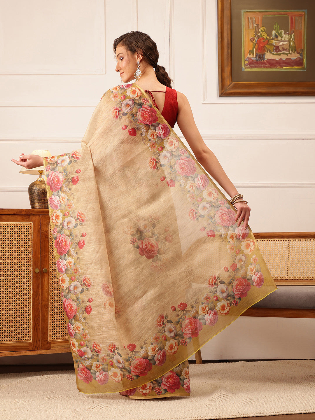Women's Cotton Silk Floral Printed Saree