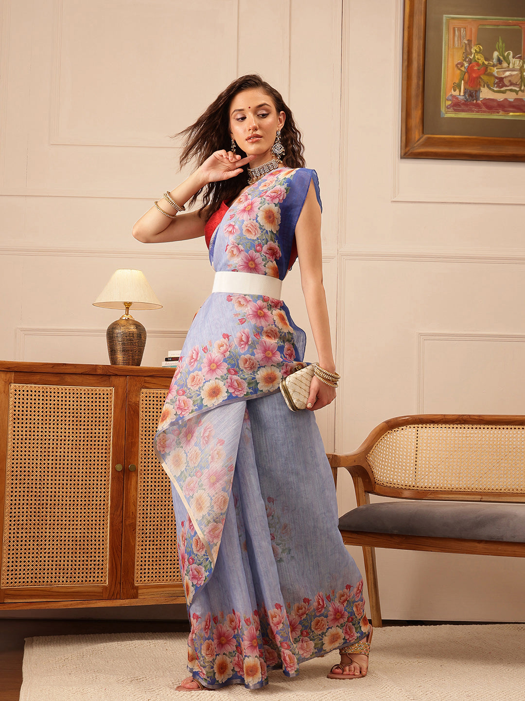 Women's Cotton Silk Floral Printed Saree