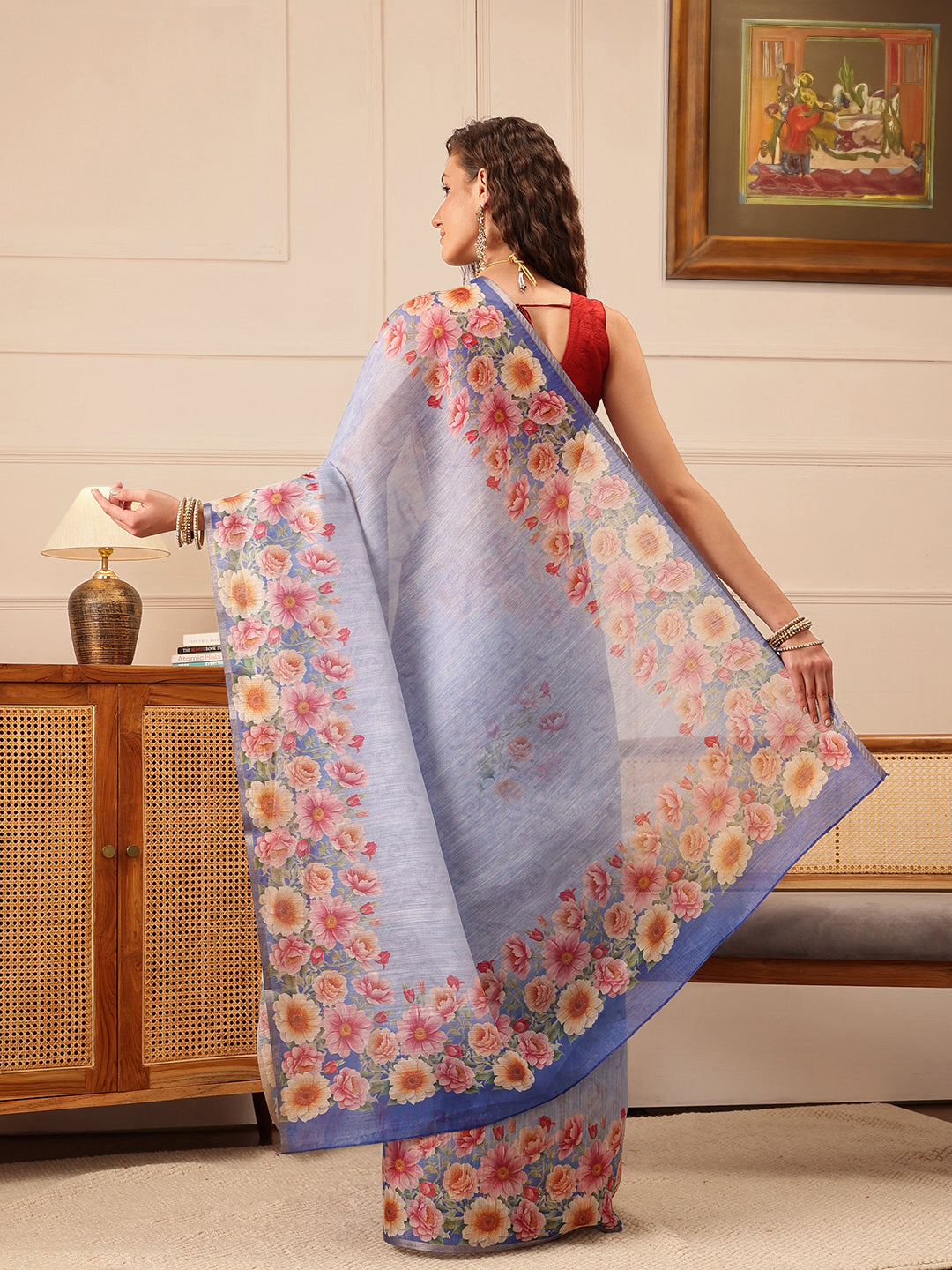 Women's Cotton Silk Floral Printed Saree