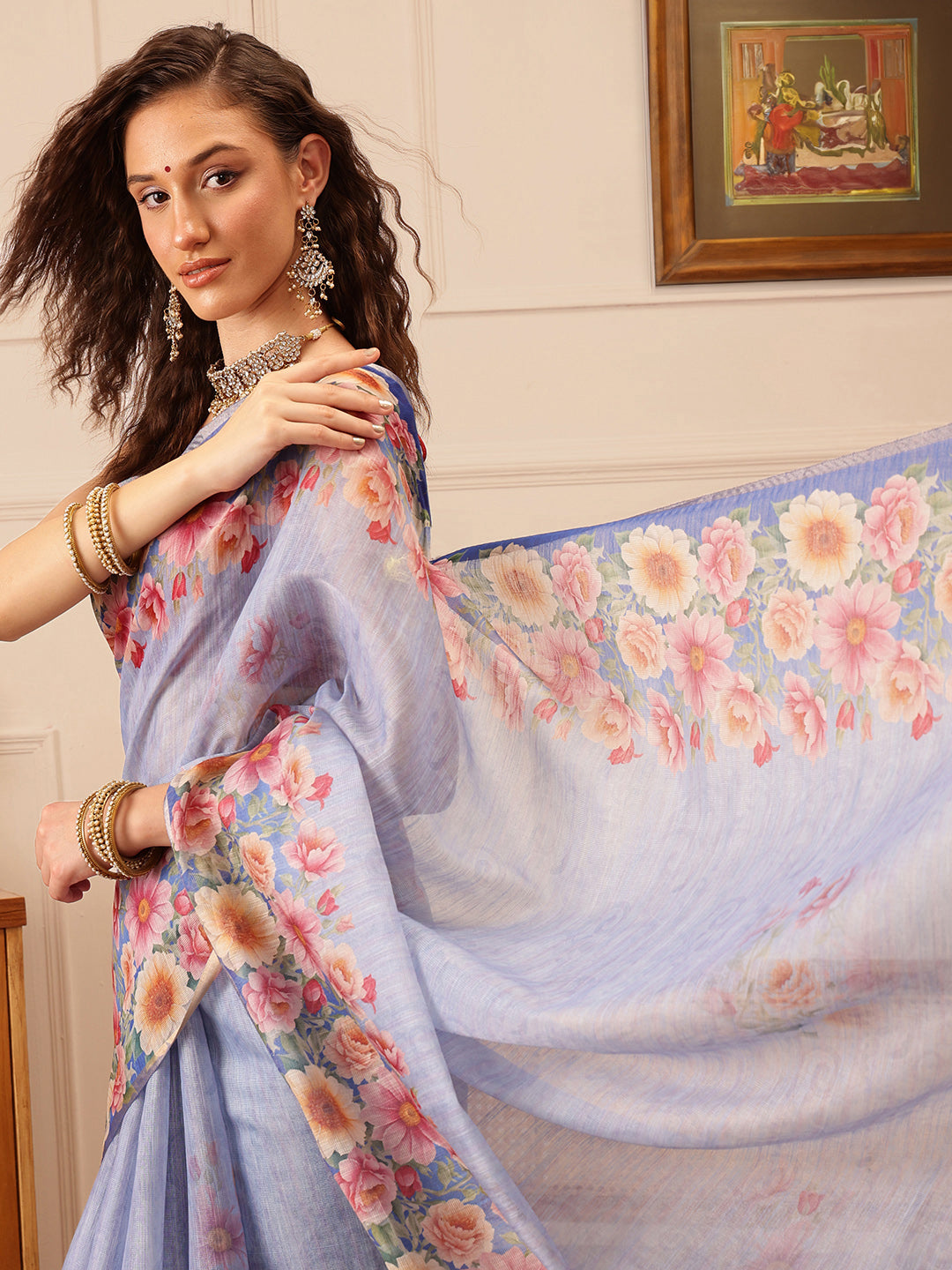 Women's Cotton Silk Floral Printed Saree