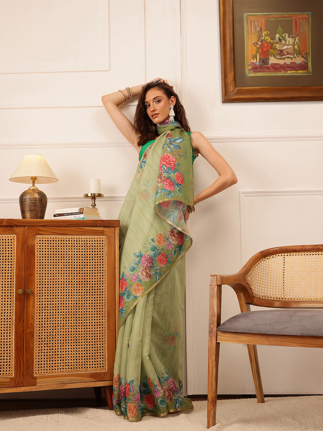 Women's Cotton Silk Floral Printed Saree