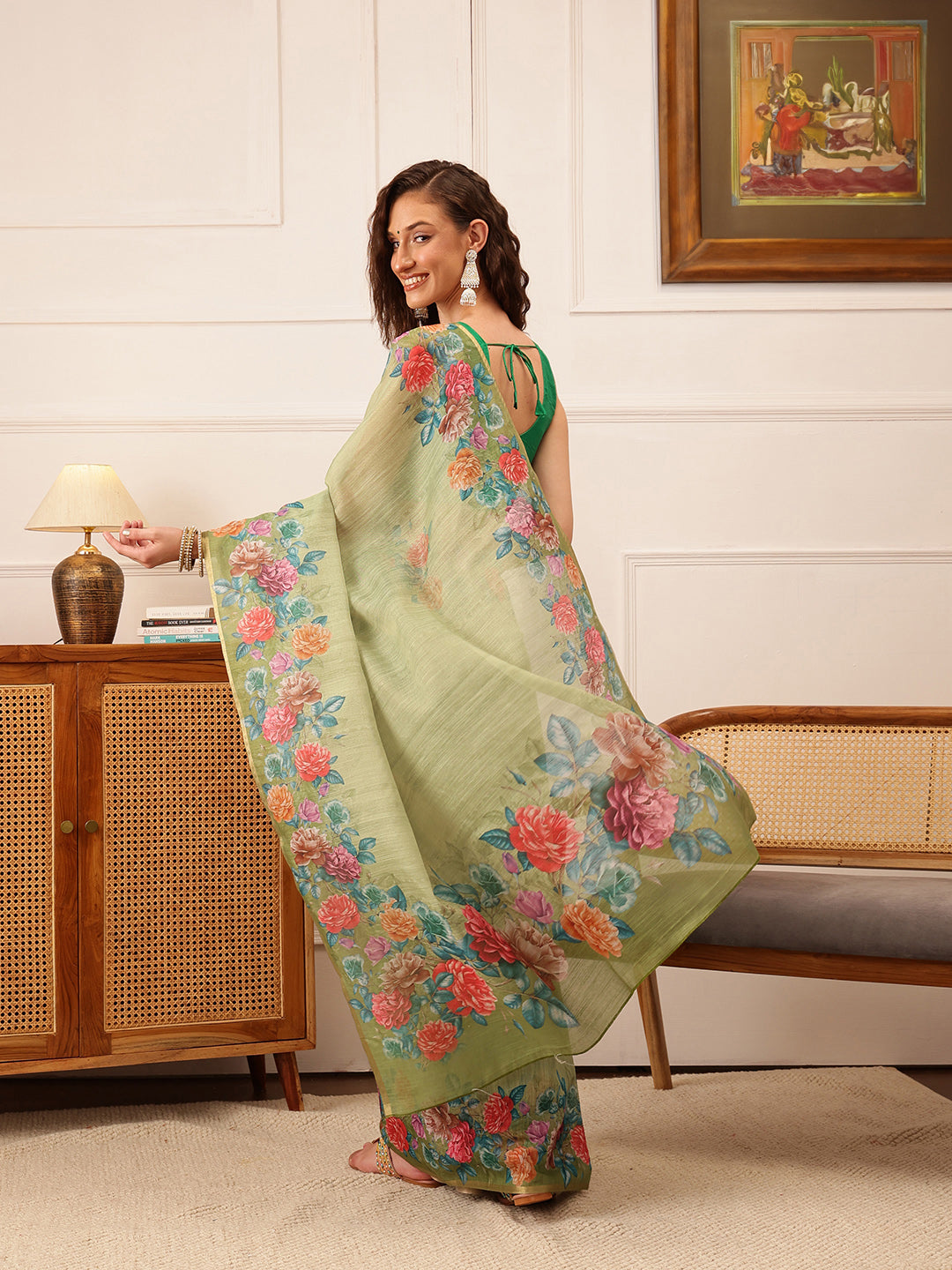 Women's Cotton Silk Floral Printed Saree