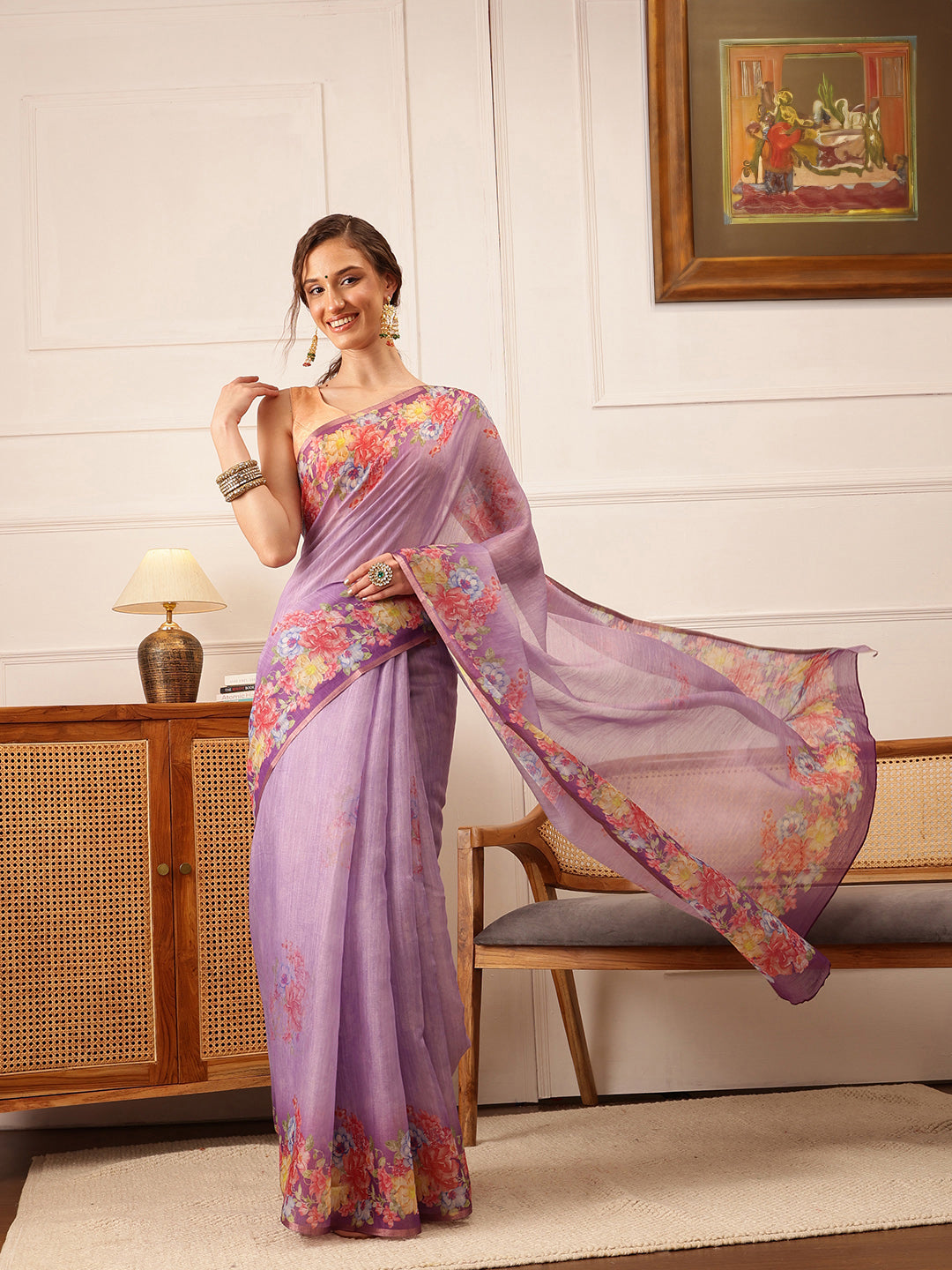 Women's Cotton Silk Floral Printed Saree
