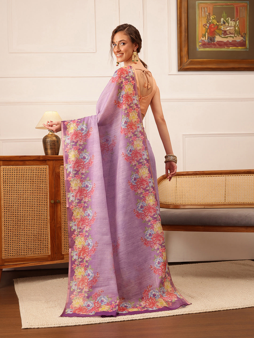 Women's Cotton Silk Floral Printed Saree