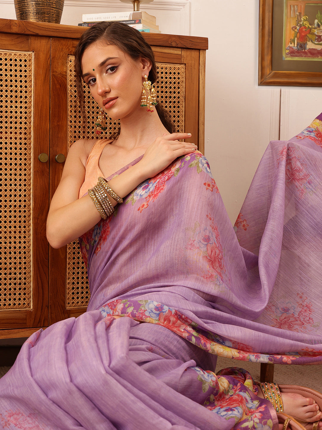 Women's Cotton Silk Floral Printed Saree