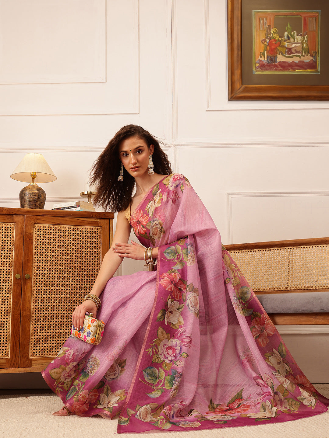Women's Cotton Silk Floral Printed Saree