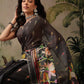 Digital Printed Cotton Silk Tissue Black Saree