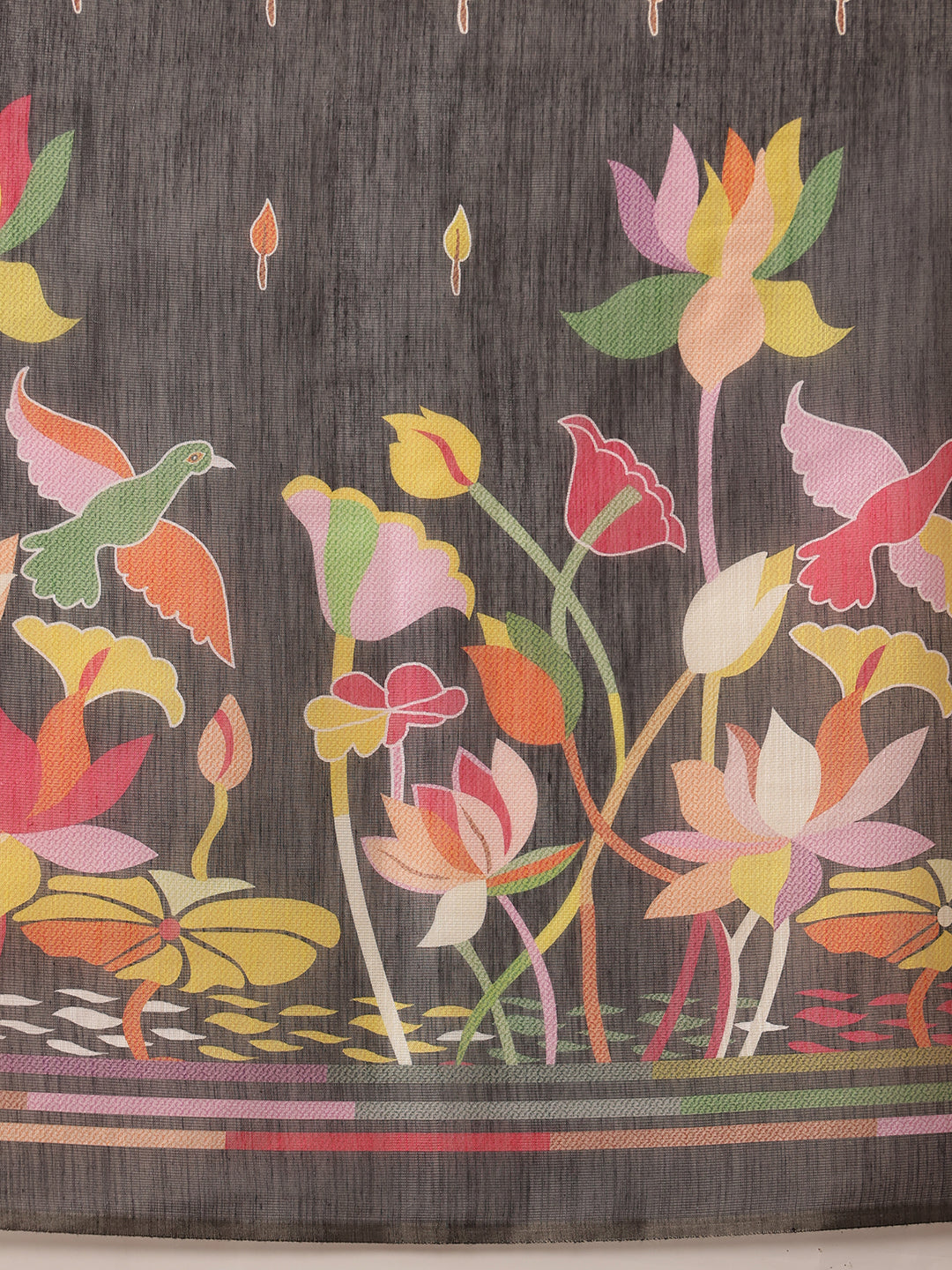 Digital Printed Cotton Silk Tissue Black Saree