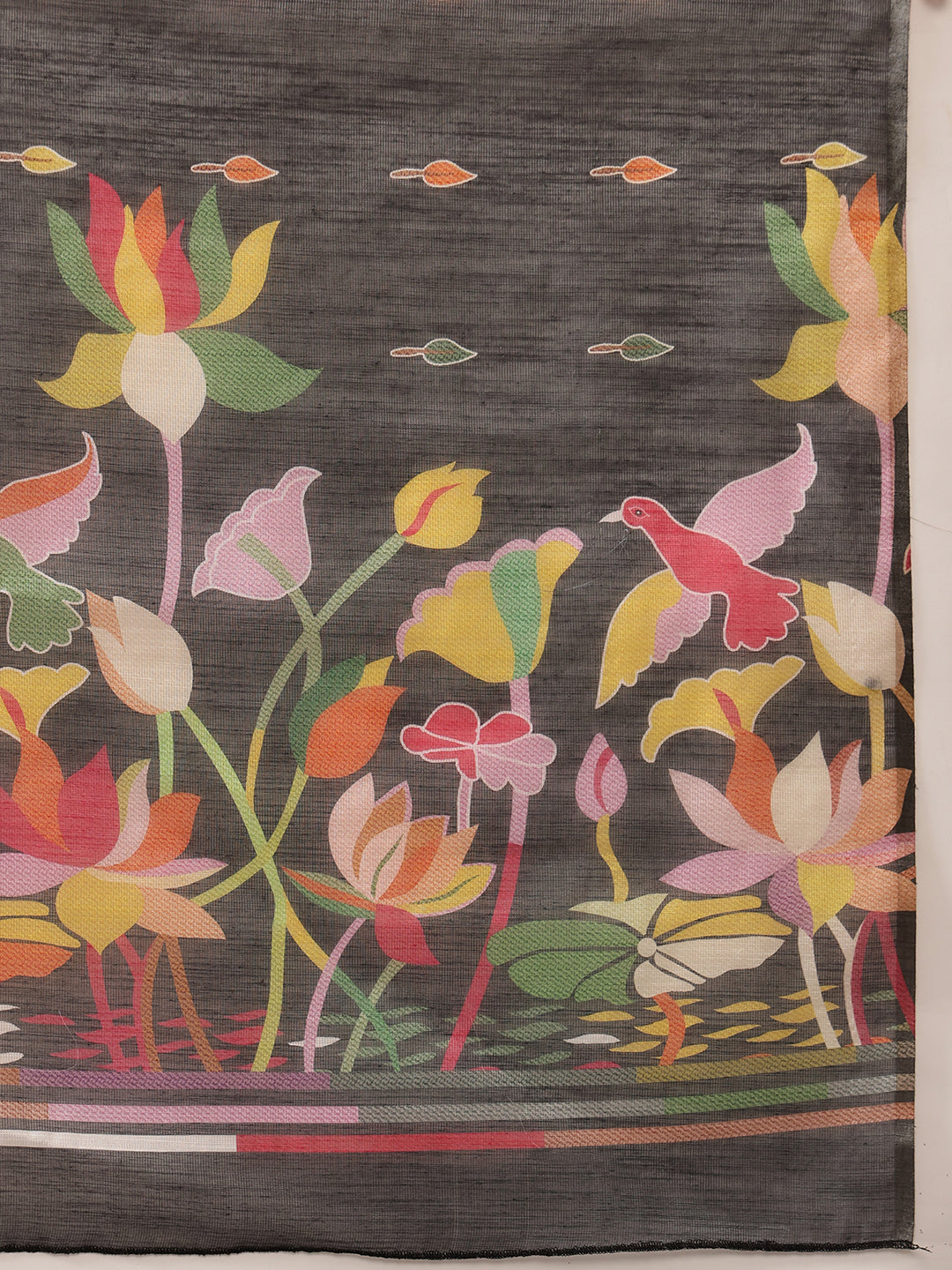 Digital Printed Cotton Silk Tissue Black Saree