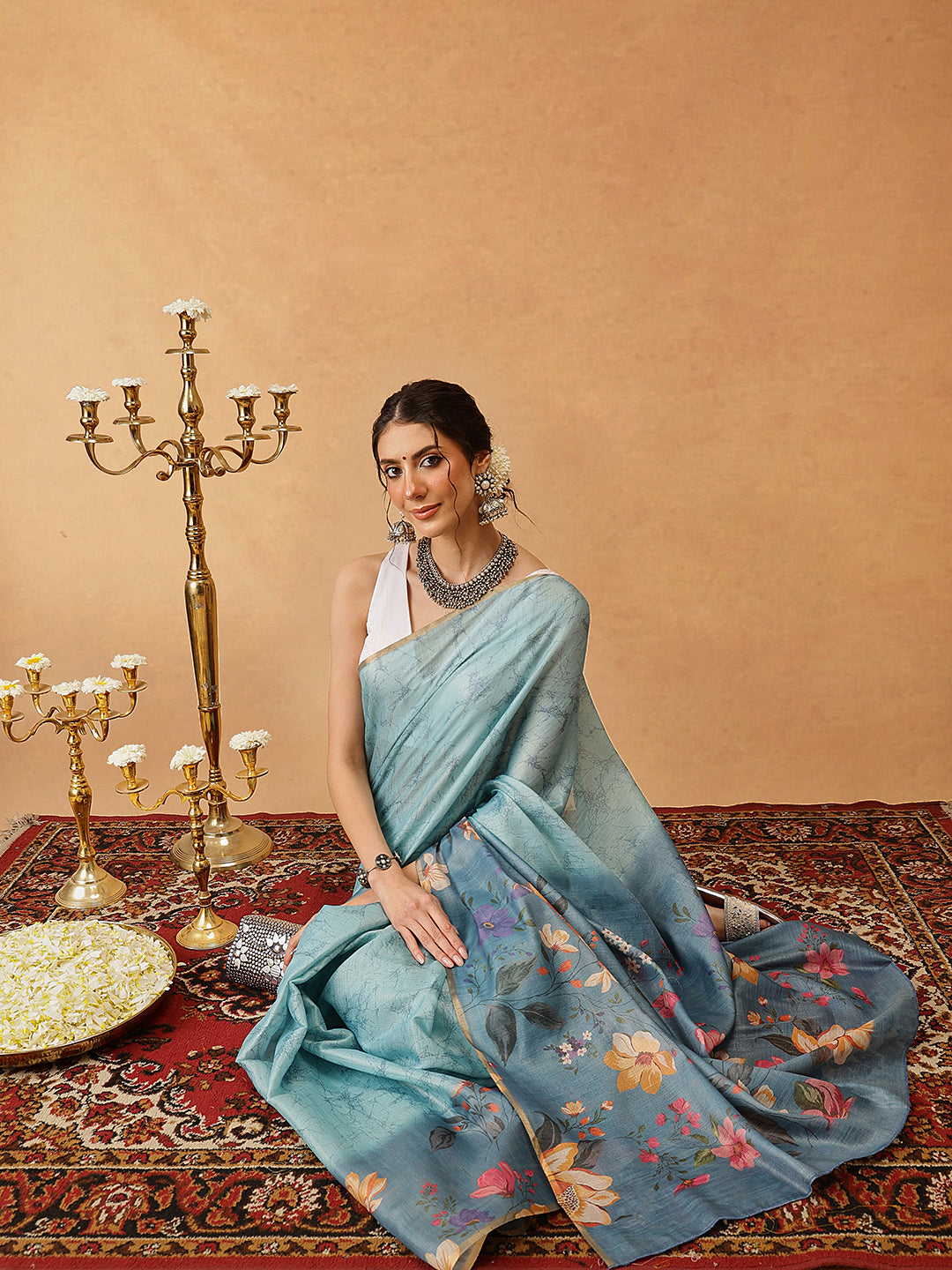 Digital Printed Cotton Silk Tissue Saree