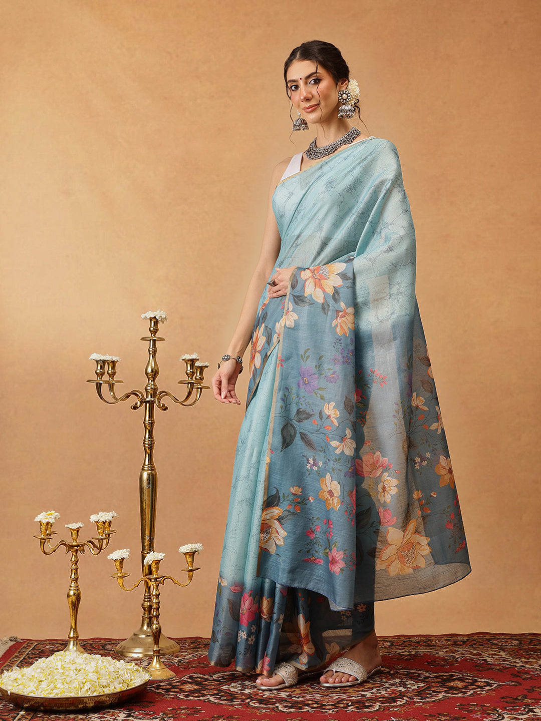 Digital Printed Cotton Silk Tissue Saree