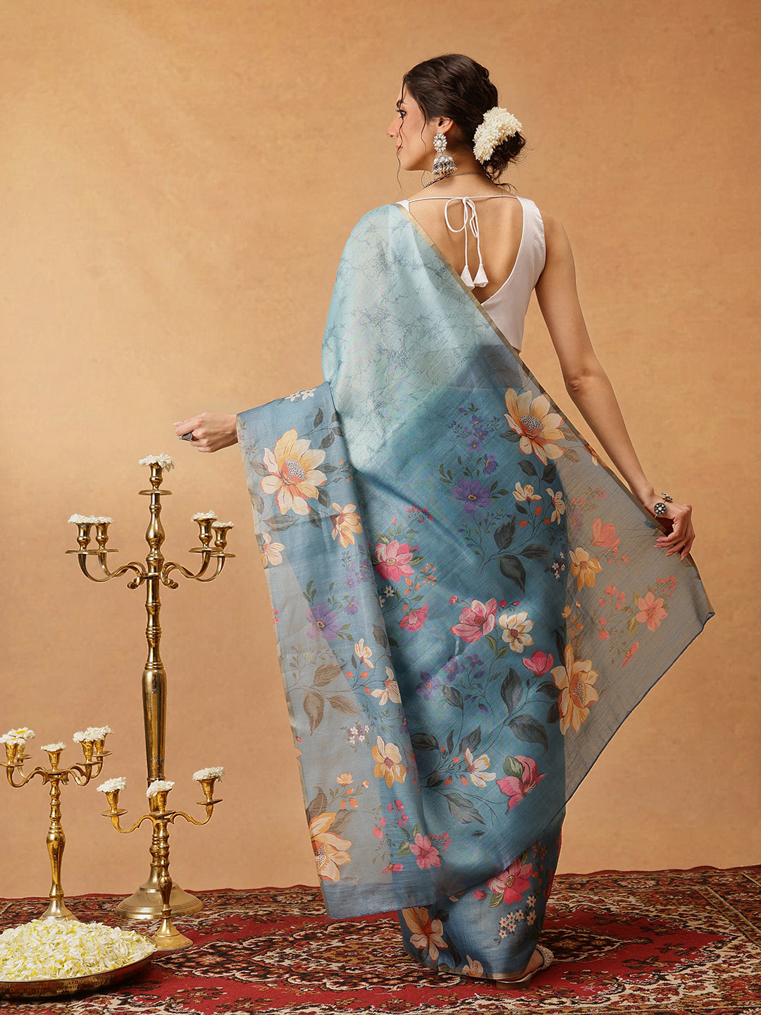 Digital Printed Cotton Silk Tissue Saree