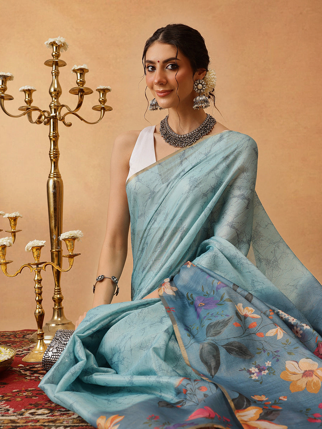 Digital Printed Cotton Silk Tissue Saree