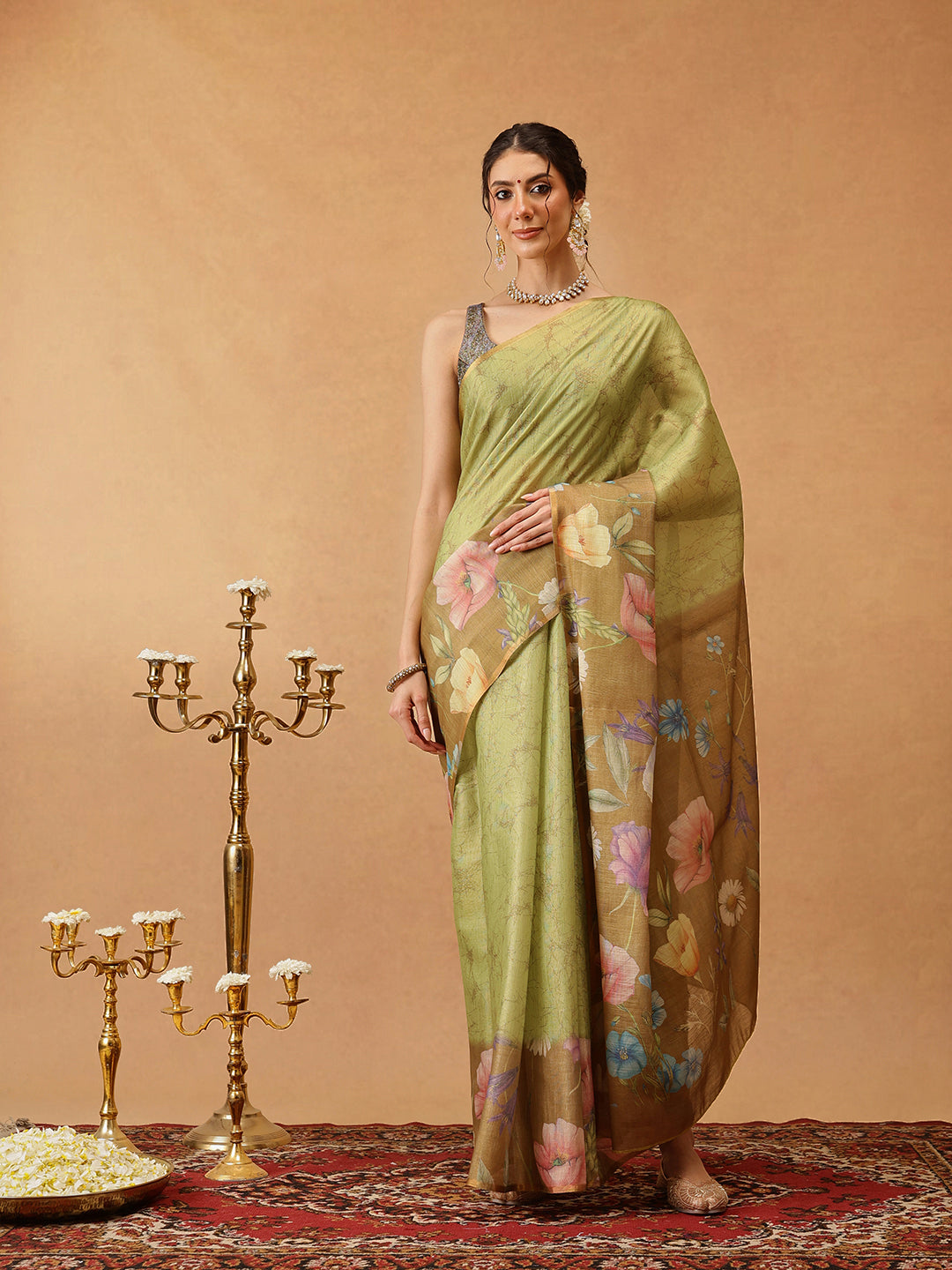 Digital Printed Cotton Silk Tissue Saree