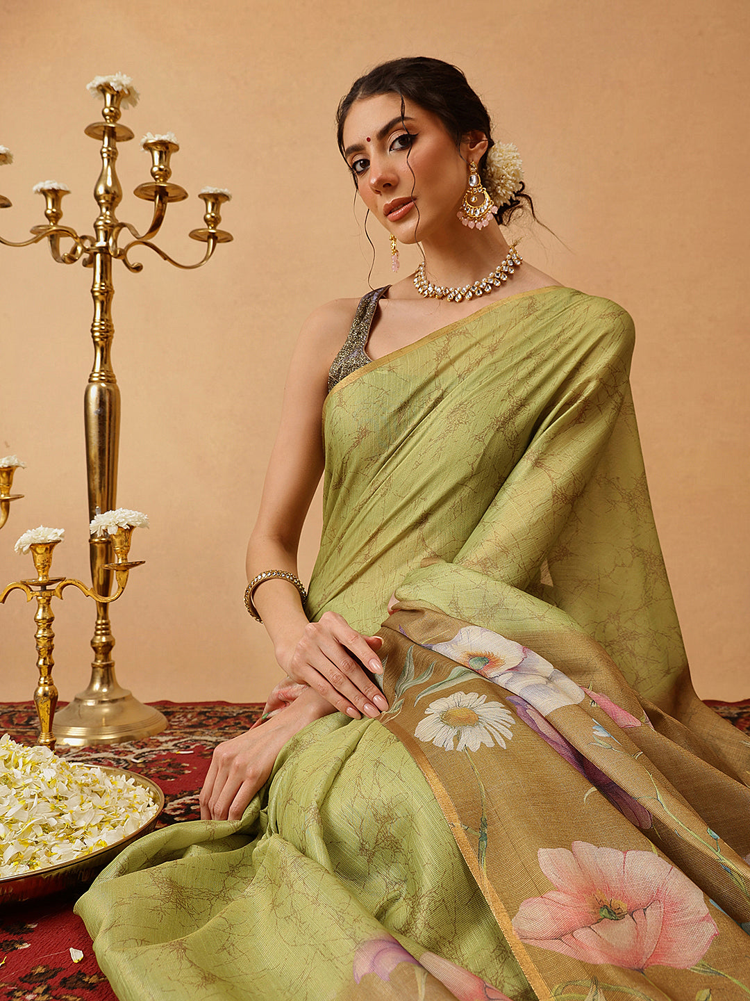 Digital Printed Cotton Silk Tissue Saree