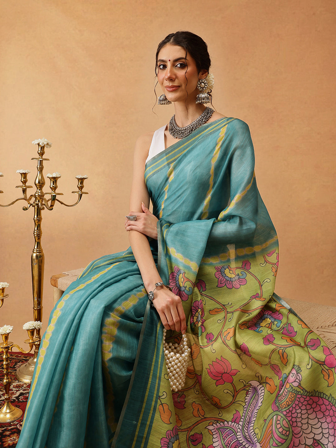 Digital Printed Cotton Silk Tissue Saree