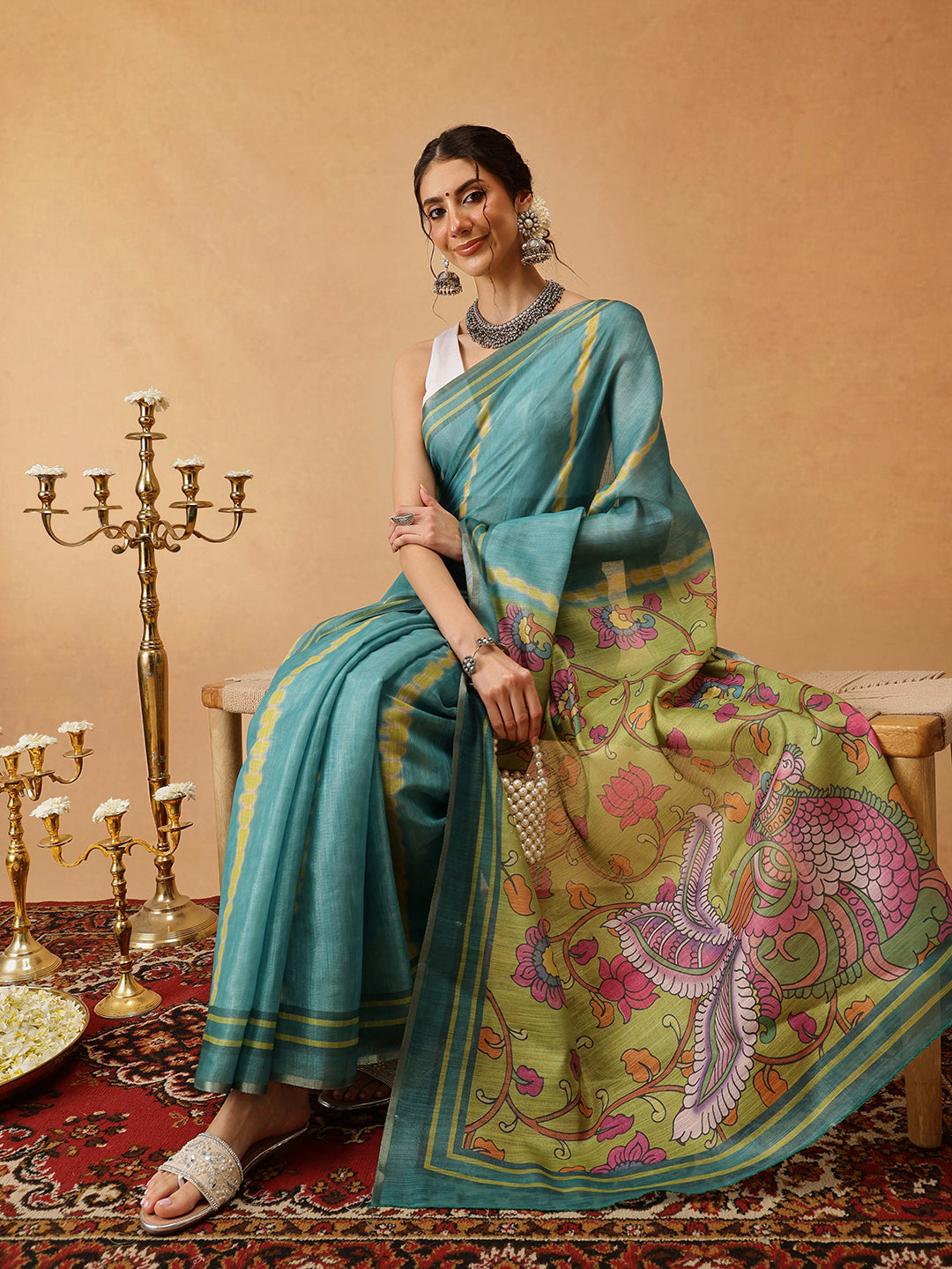 Digital Printed Cotton Silk Tissue Saree
