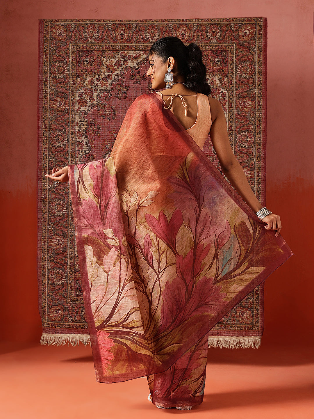 Floral Printed Cotton Silk Tissue Saree