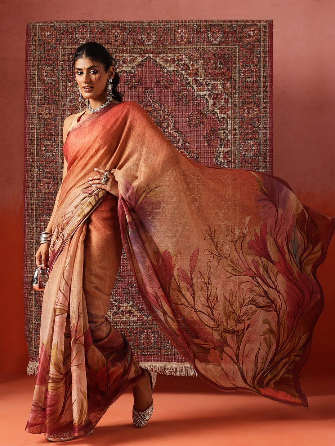 Floral Printed Cotton Silk Tissue Saree