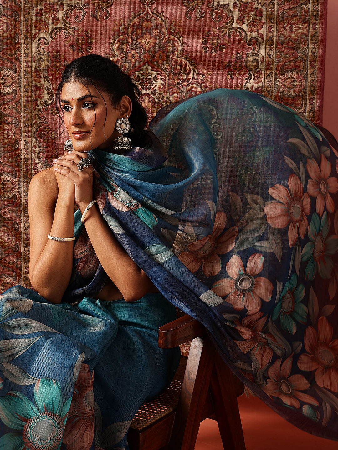 Floral Printed Cotton Silk Tissue Saree