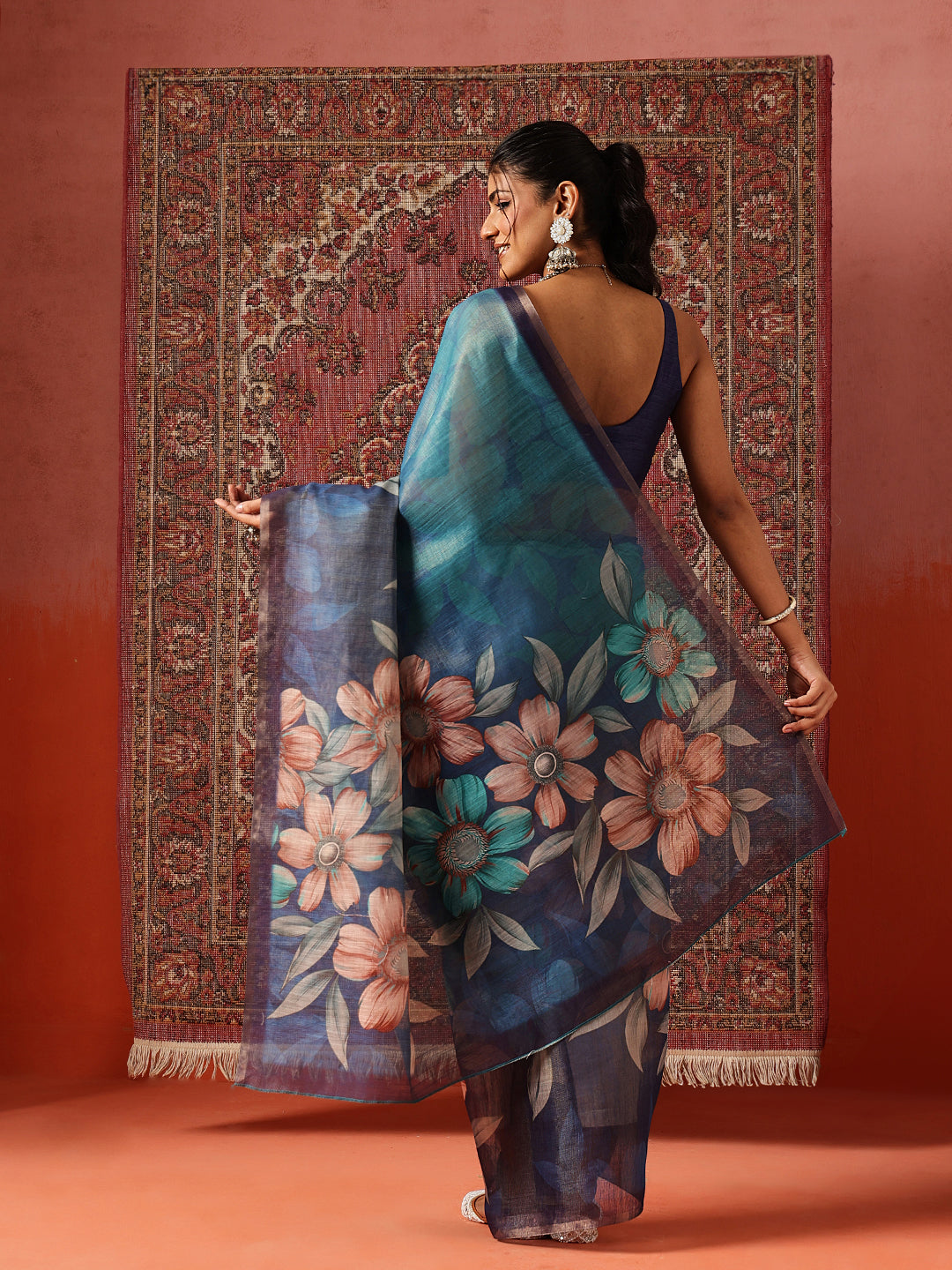 Floral Printed Cotton Silk Tissue Saree