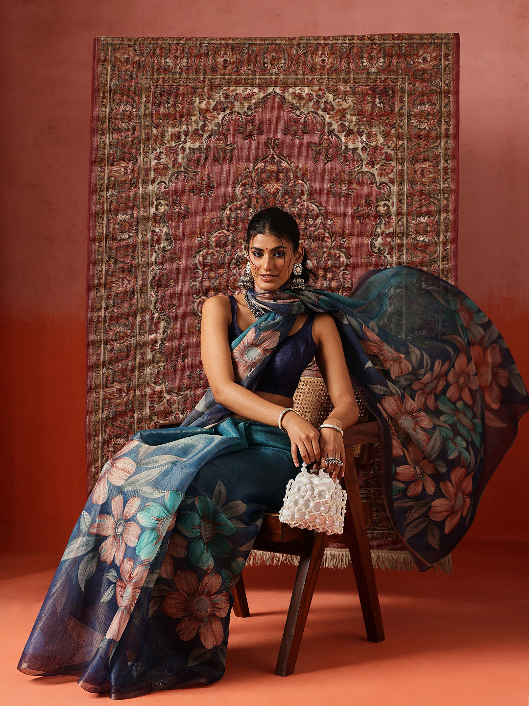 Floral Printed Cotton Silk Tissue Saree