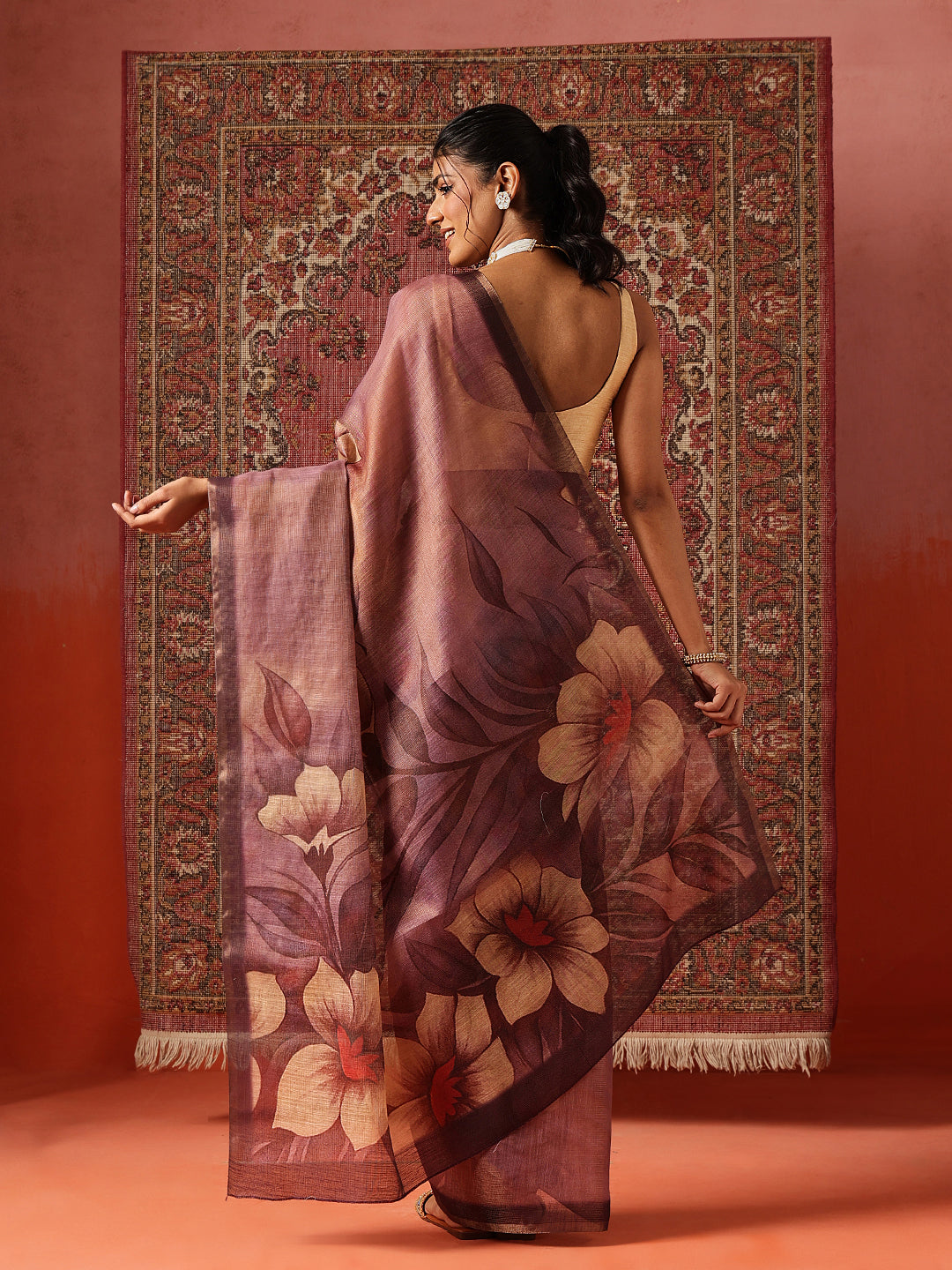 Floral Printed Cotton Silk Tissue Saree