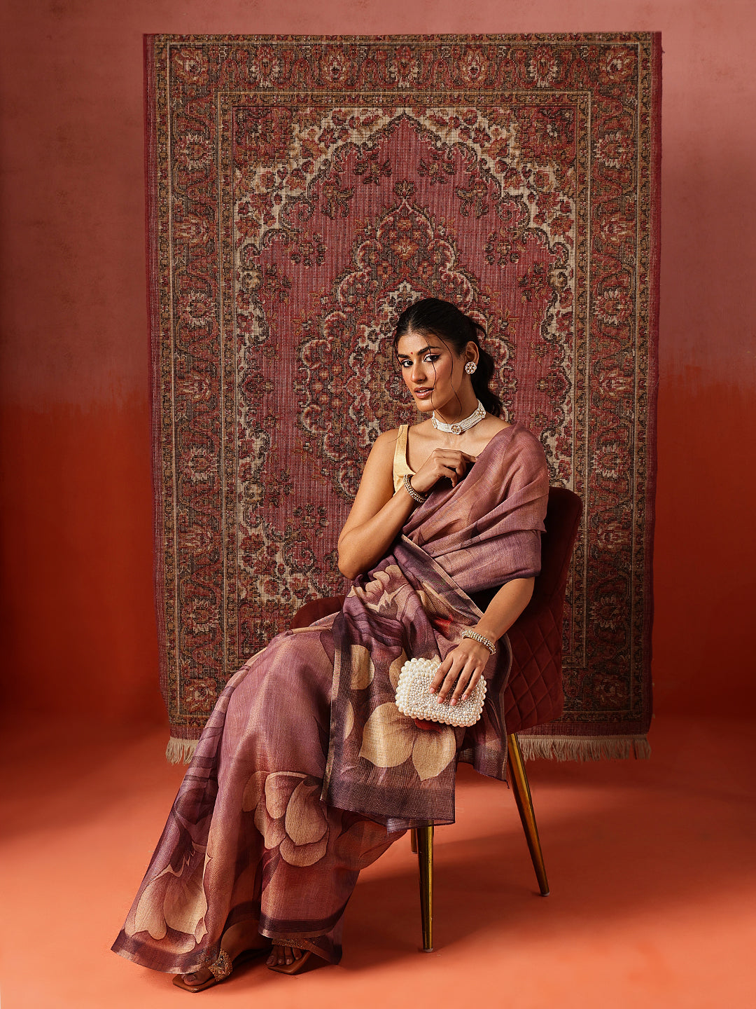 Floral Printed Cotton Silk Tissue Saree