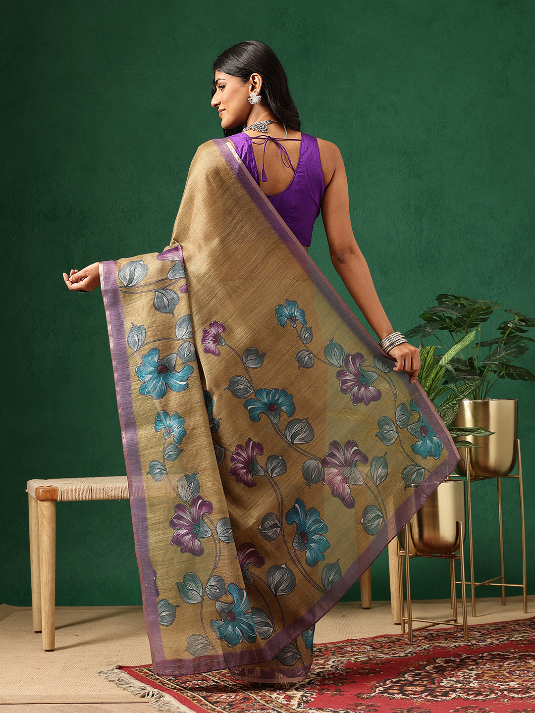 Floral Printed Cotton Silk Tissue Saree