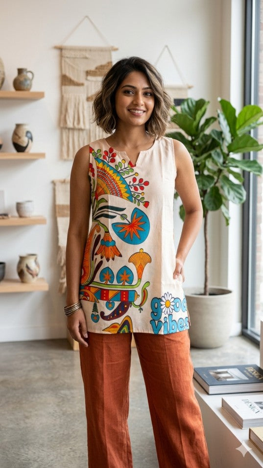 Women's Digital Printed Tunic Short Kurti for Casual Daily Wear and Office Use