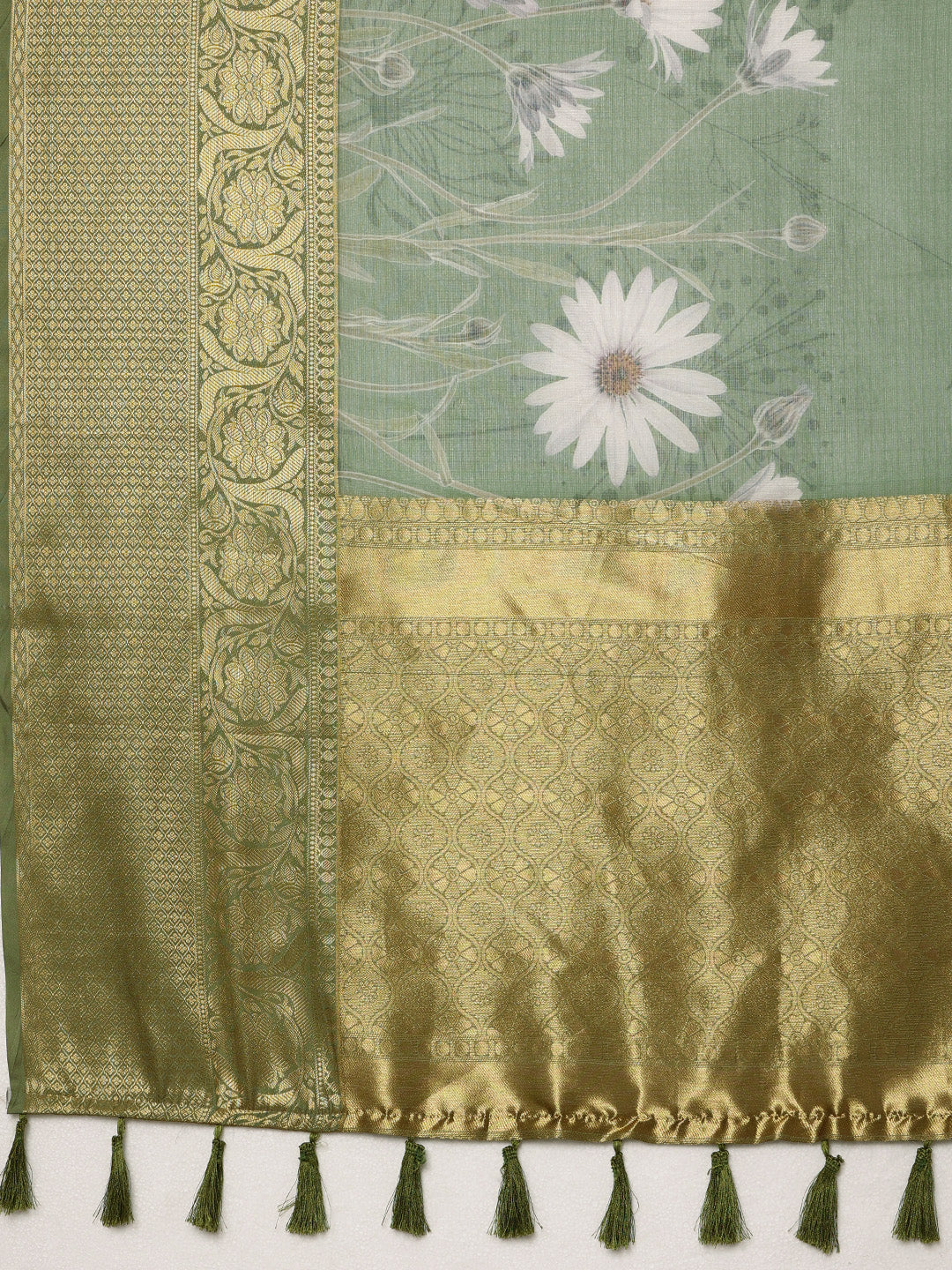 Muga Silk Floral Printed Zari Woven Saree