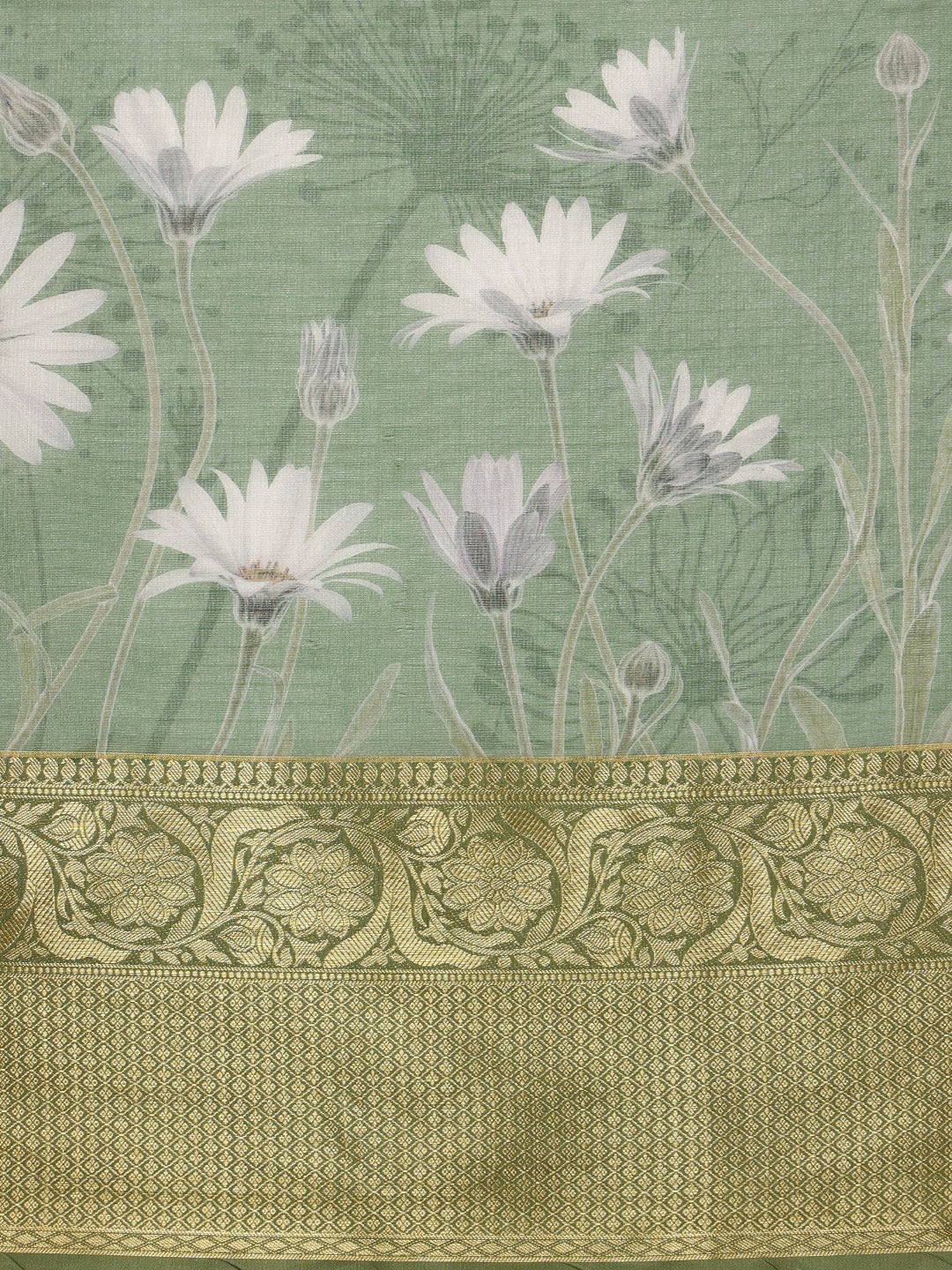 Muga Silk Floral Printed Zari Woven Saree