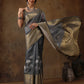 Muga Silk Floral Printed Zari Woven Saree