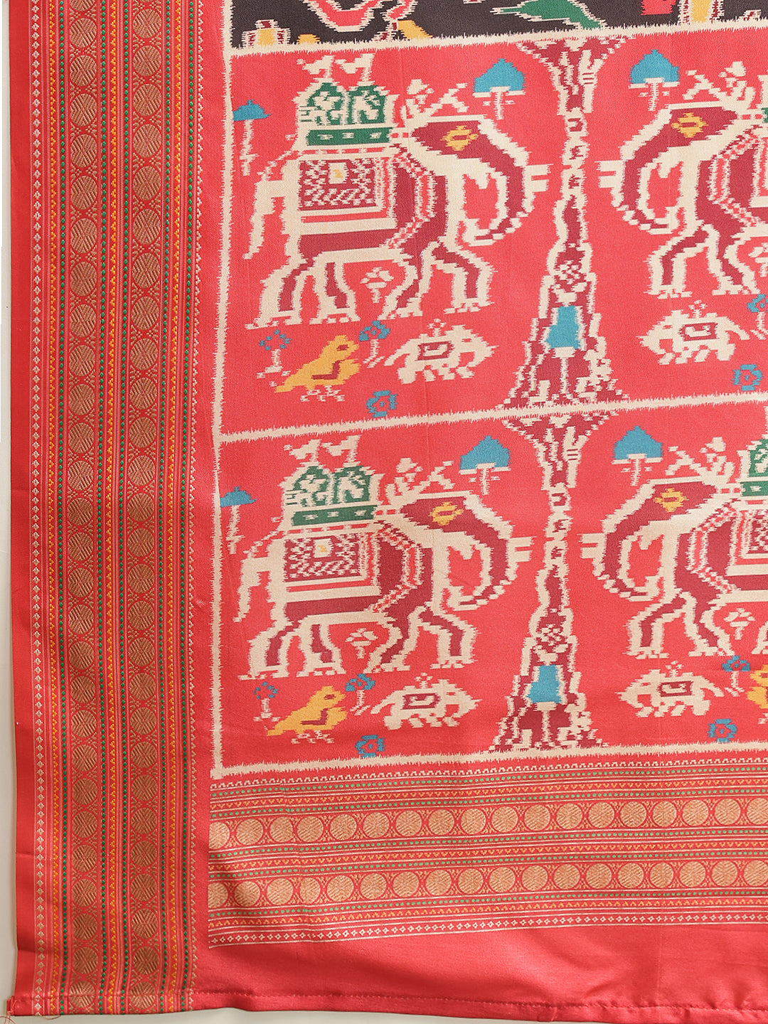 Women's Soft Tusser Silk Digital Printed Kalamkari Saree With Viscous Jacquard Border