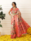 Women's Soft Tusser Silk Digital Printed Kalamkari Saree With Viscous Jacquard Border